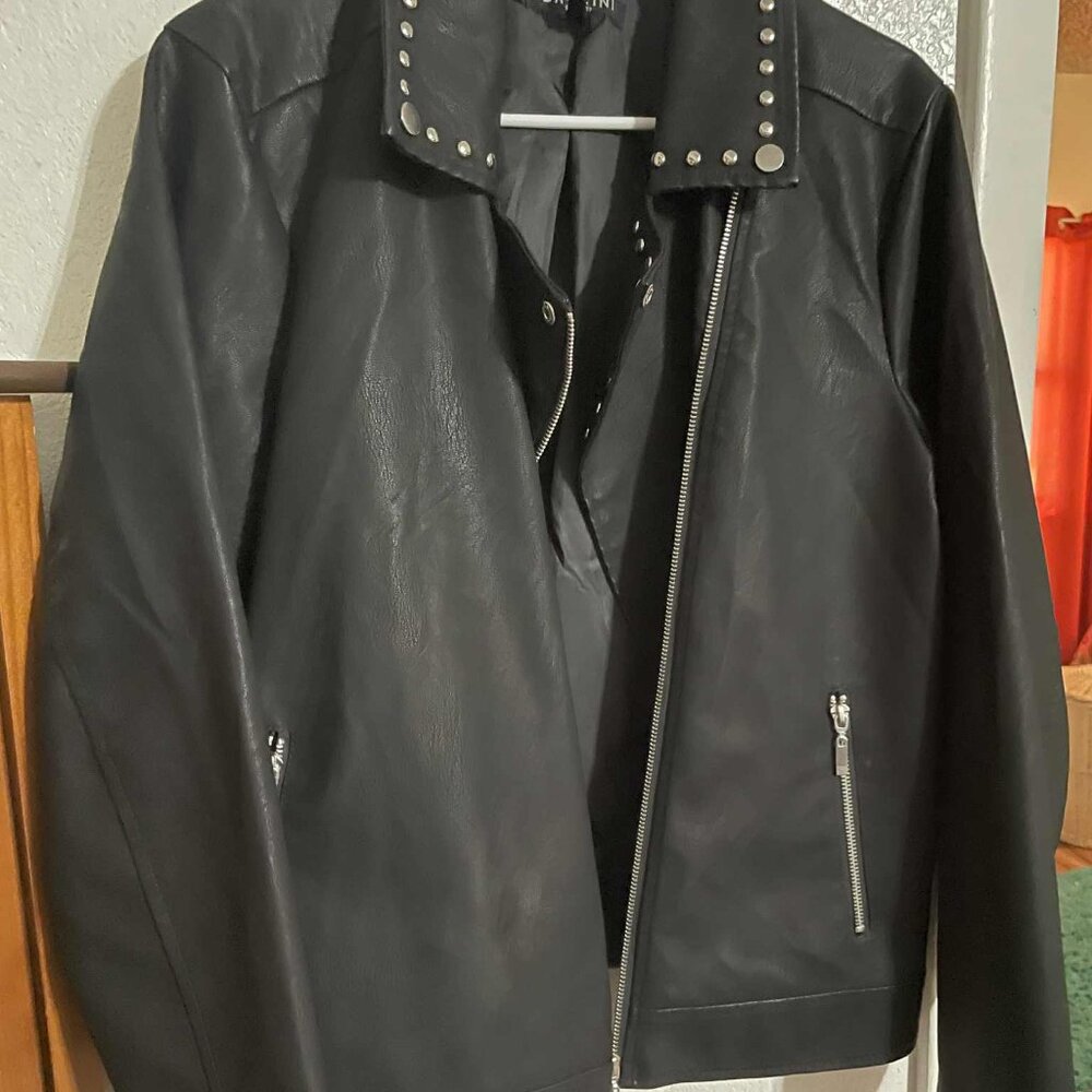 Ladies Black Leather jacket Faux 1X